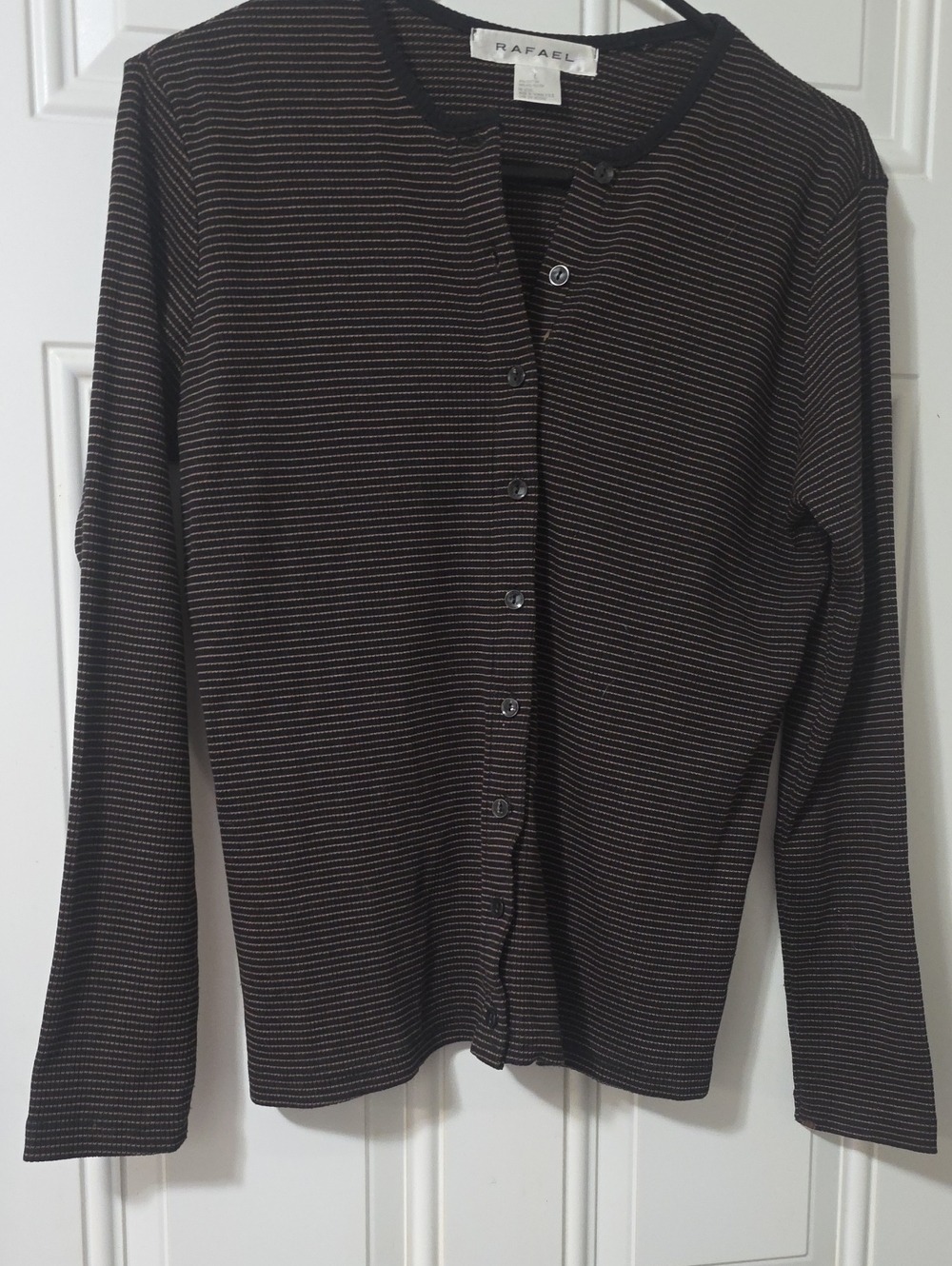 Rafael Women's Brown Striped Lightweight Button-Front Sweater